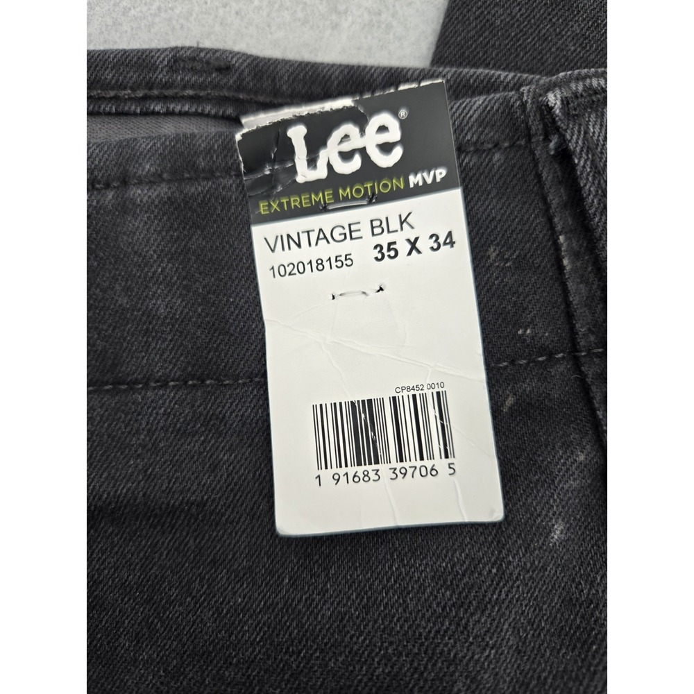 LEE EXTREME MOTION MVP Jeans Mens 35x34 Vintage Black Stretch Regular Straight - Picture 3 of 13